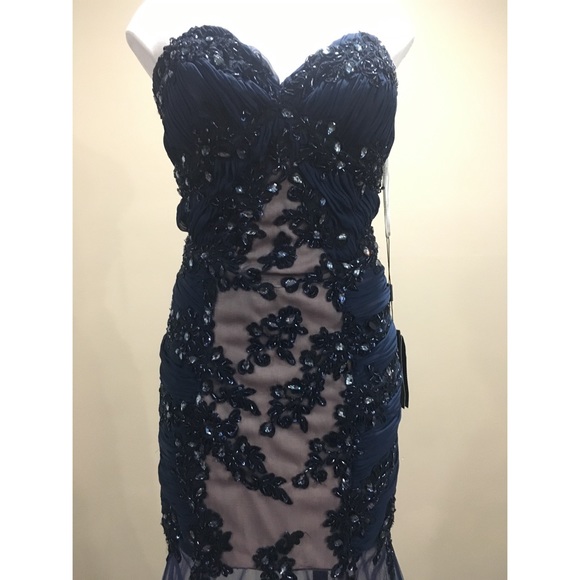 Terani navy blue evening dress style no 151E0437