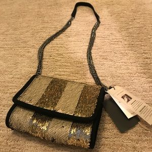 Zara gold sequin metallic handbag purse