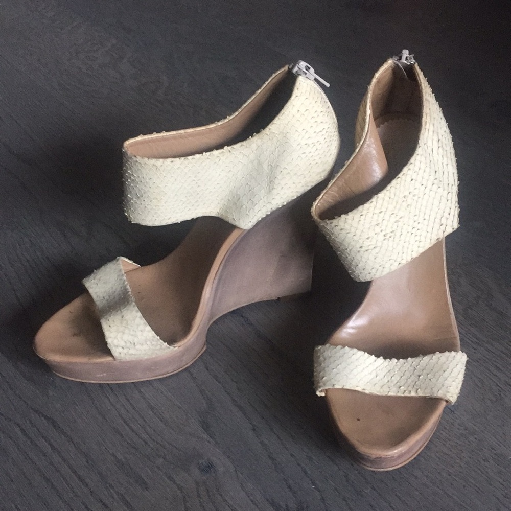 Snakeskin wedges