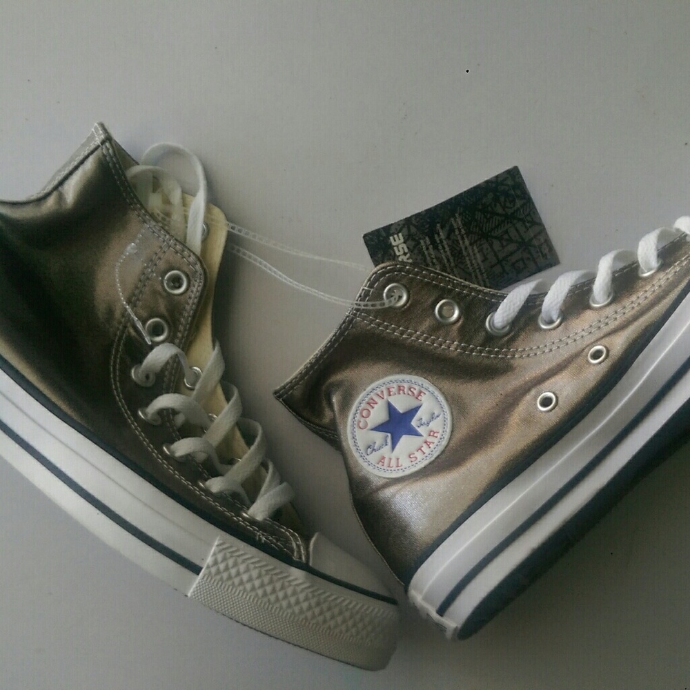 Metallic ash gold hi top Converse Chuck Taylor