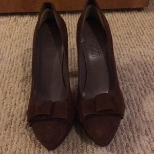 Brown suede pumps