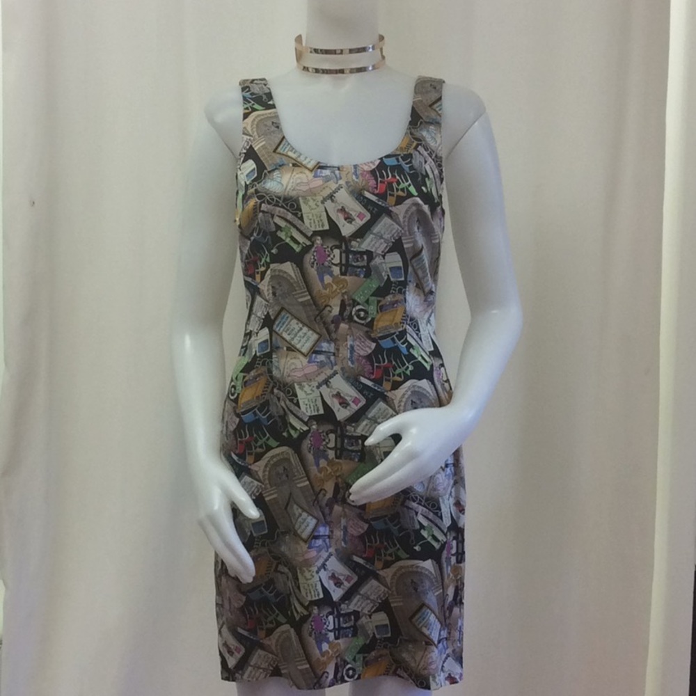 Nicole Miller Black Silk Graphic Dress