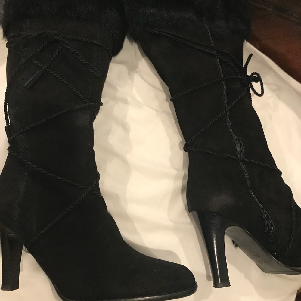 Coach Suede Black Heel Boots 6.5