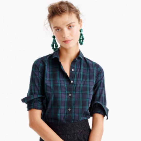 Women's black watch plaid shirt Clearance