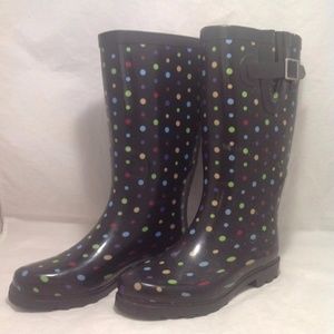 Target Merona rainbow polka dotted rain boots