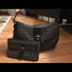 Coach Signature Black/Gray Jacquard F06808 Purse
