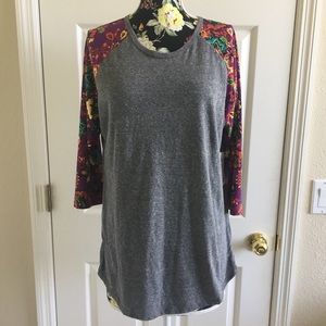 LulaRoe Randy baseball Tee Floral Print NWT Xl
