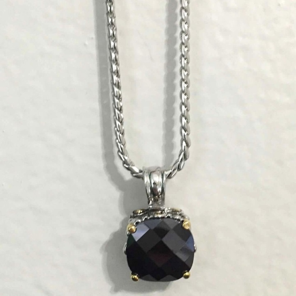 7081 - Square CZ Onyx Necklace