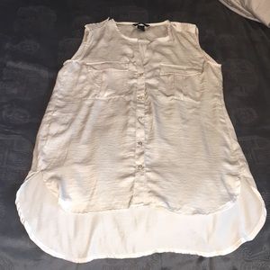 H&M white silky sleeveless button down