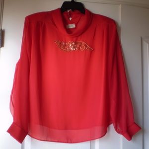 red holiday blouse