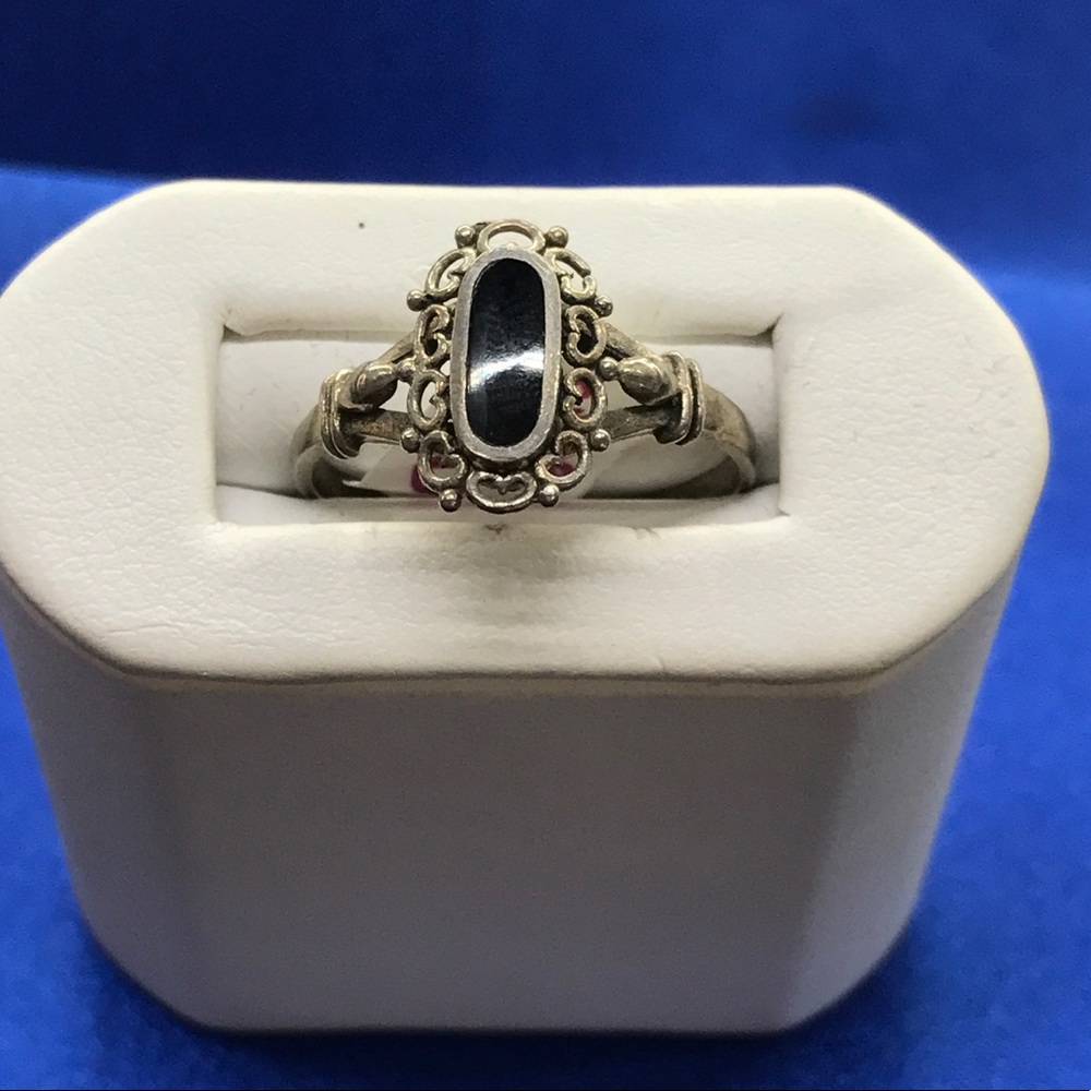 Sterling Silver Black Onyx Kabana Style Ring
