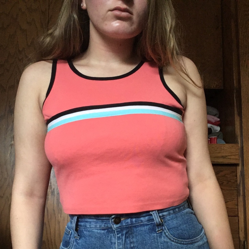 Vintage pink striped sporty shirt