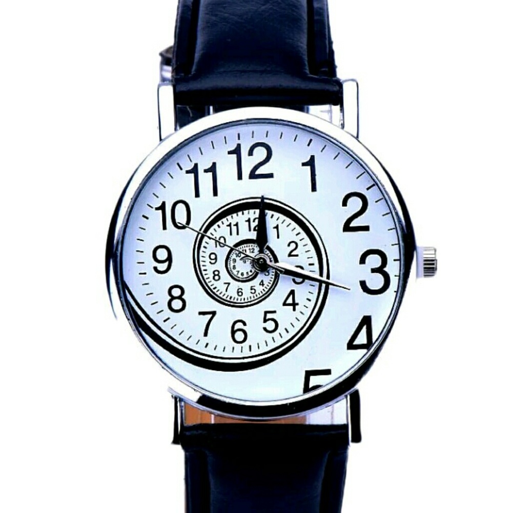Black and White Whimsical watch. Black band