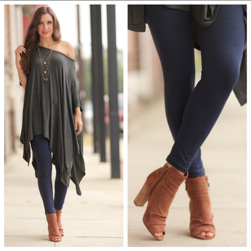 Navy Brushed Knit Leggings