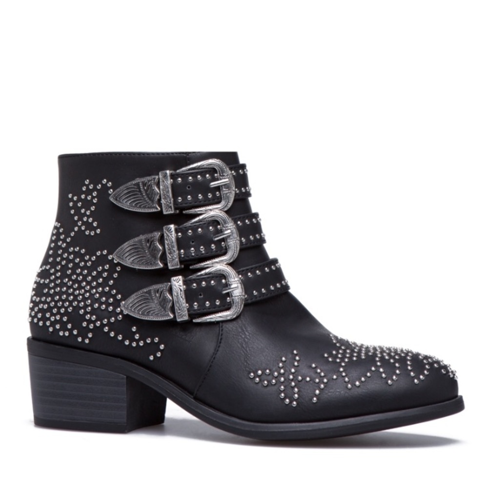 Studded Black Booties