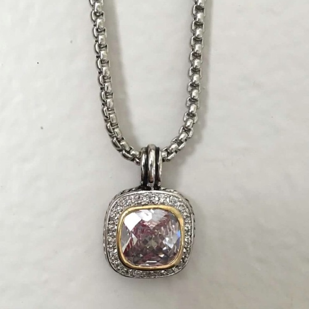7085 CZ Diamond Square Square Necklace