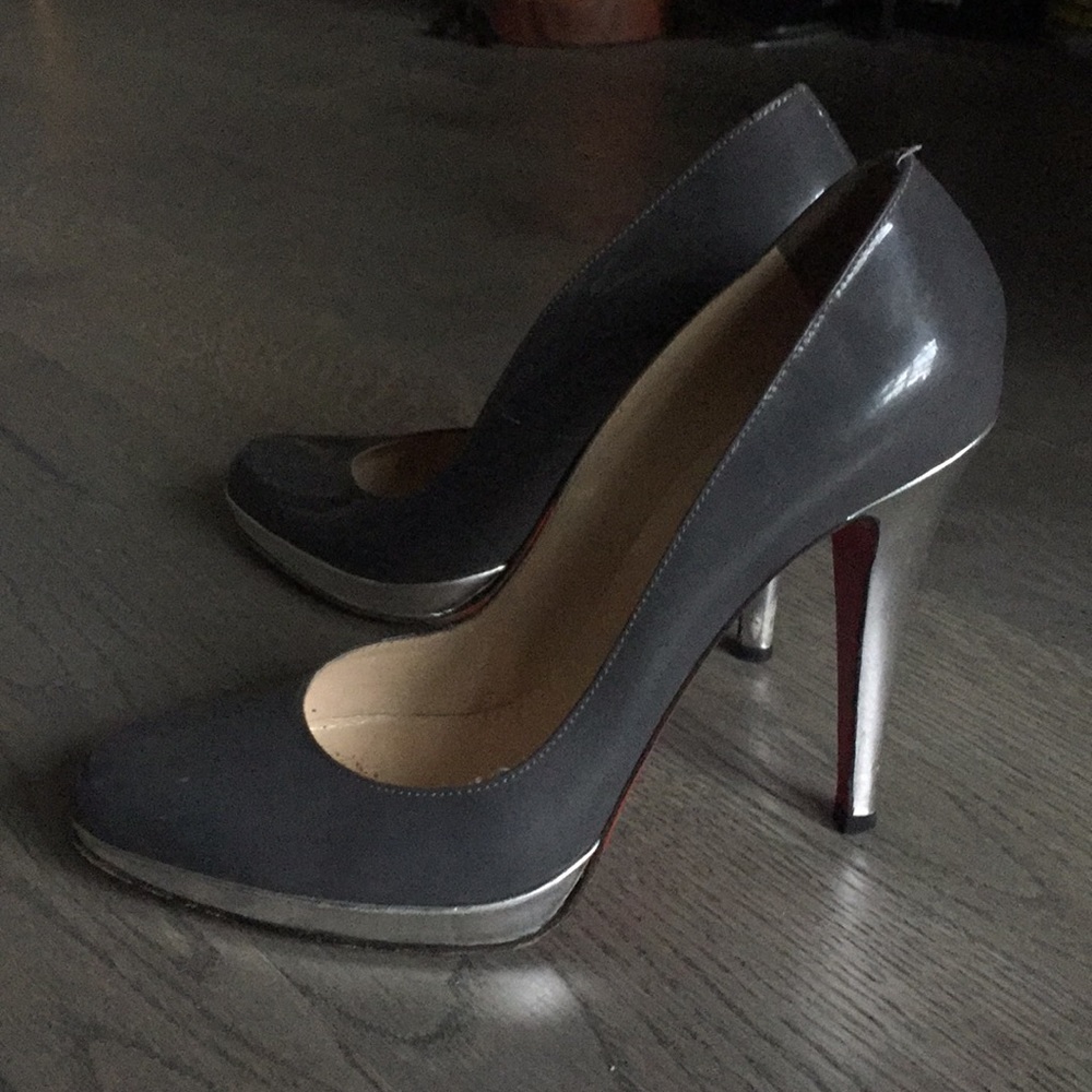Christian Louboutin grey pumps
