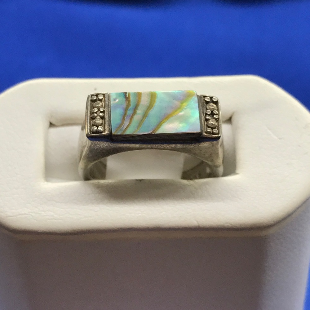 Sterling Silver Antique Abalone Shell Ring