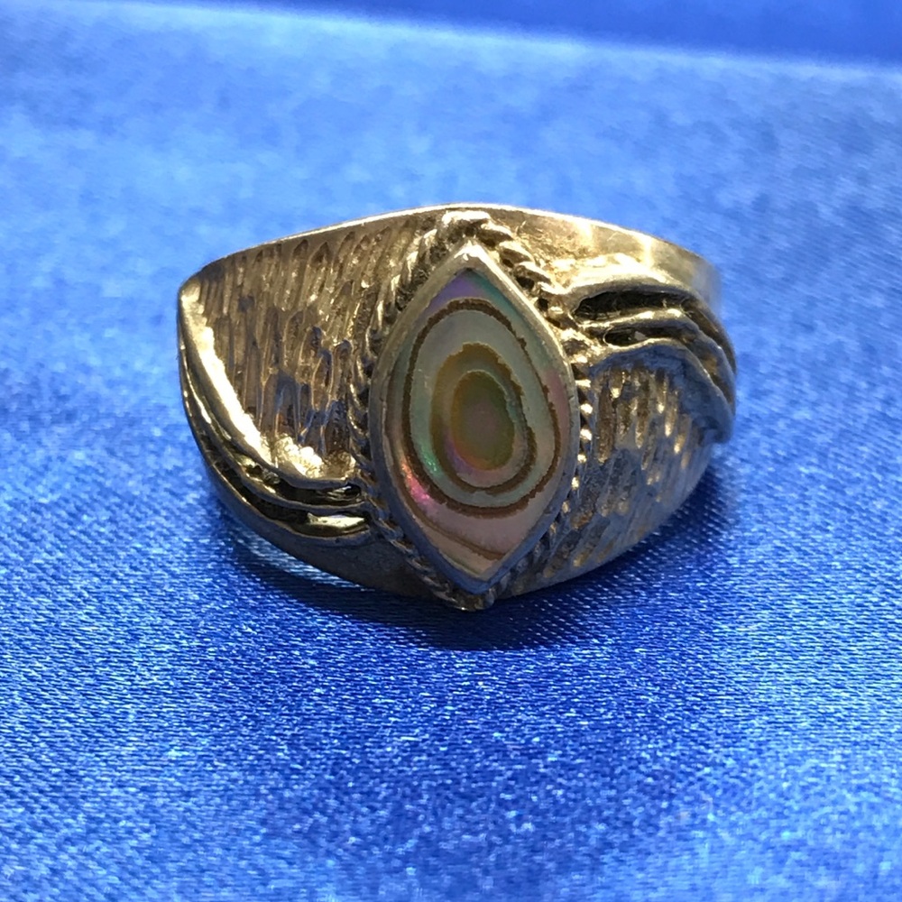 Sterling Silver Antique Abalone Shell Ring