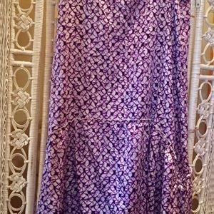 Talbots Silk Purple/White Long Swing Skirt