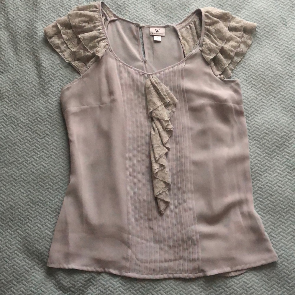 Worthington | Gray Lace Blouse