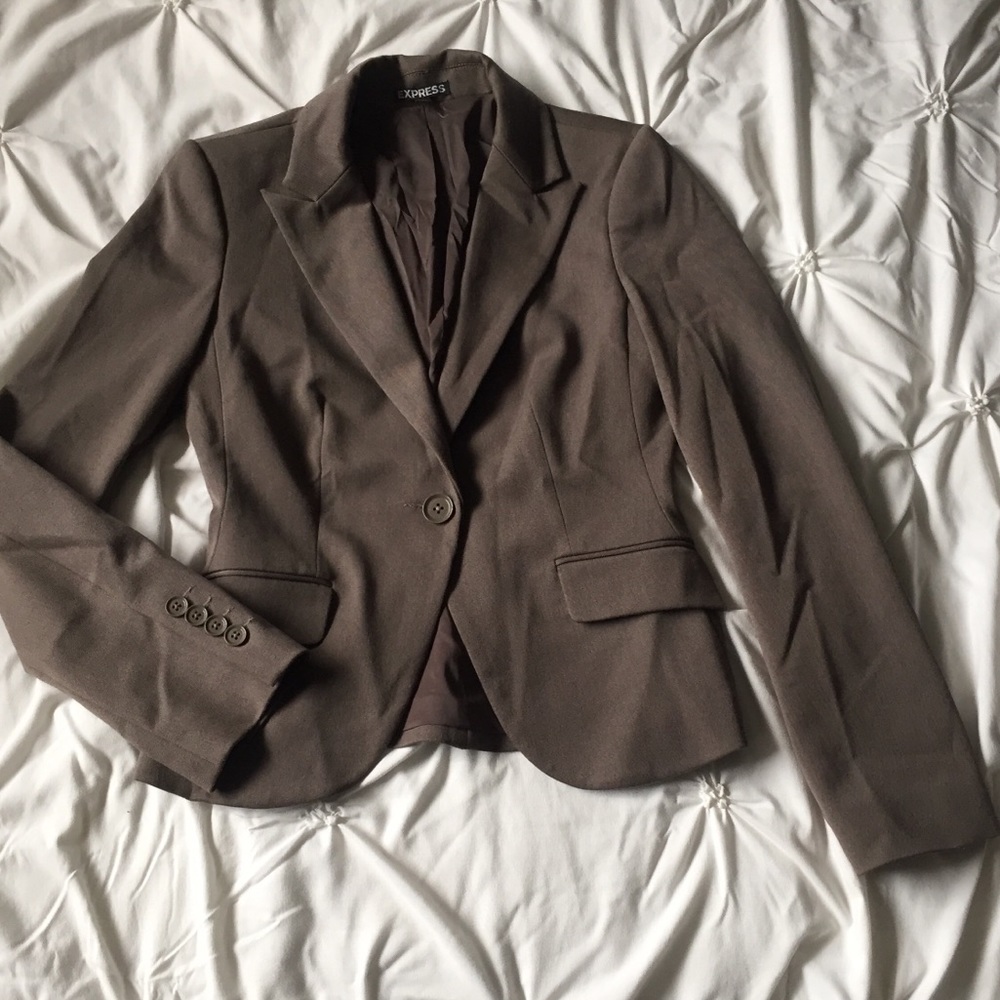 Express Brown / Tan Button Blazer Suit Jacket Coat