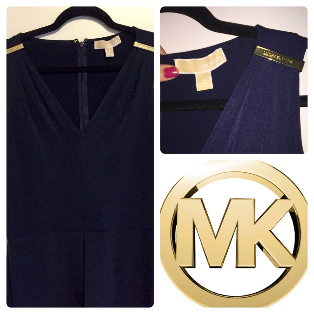NWOT Michael Kors Navy A-line Dress with Gold