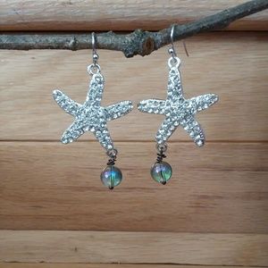 Pretty sparkly rhinestone STARFISH rainbow beads