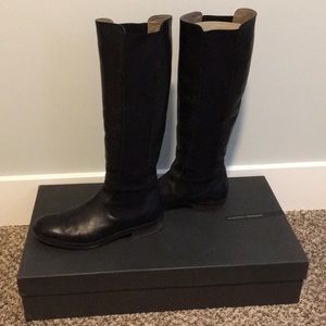 Black Lia Leather Stretch-Side Boot