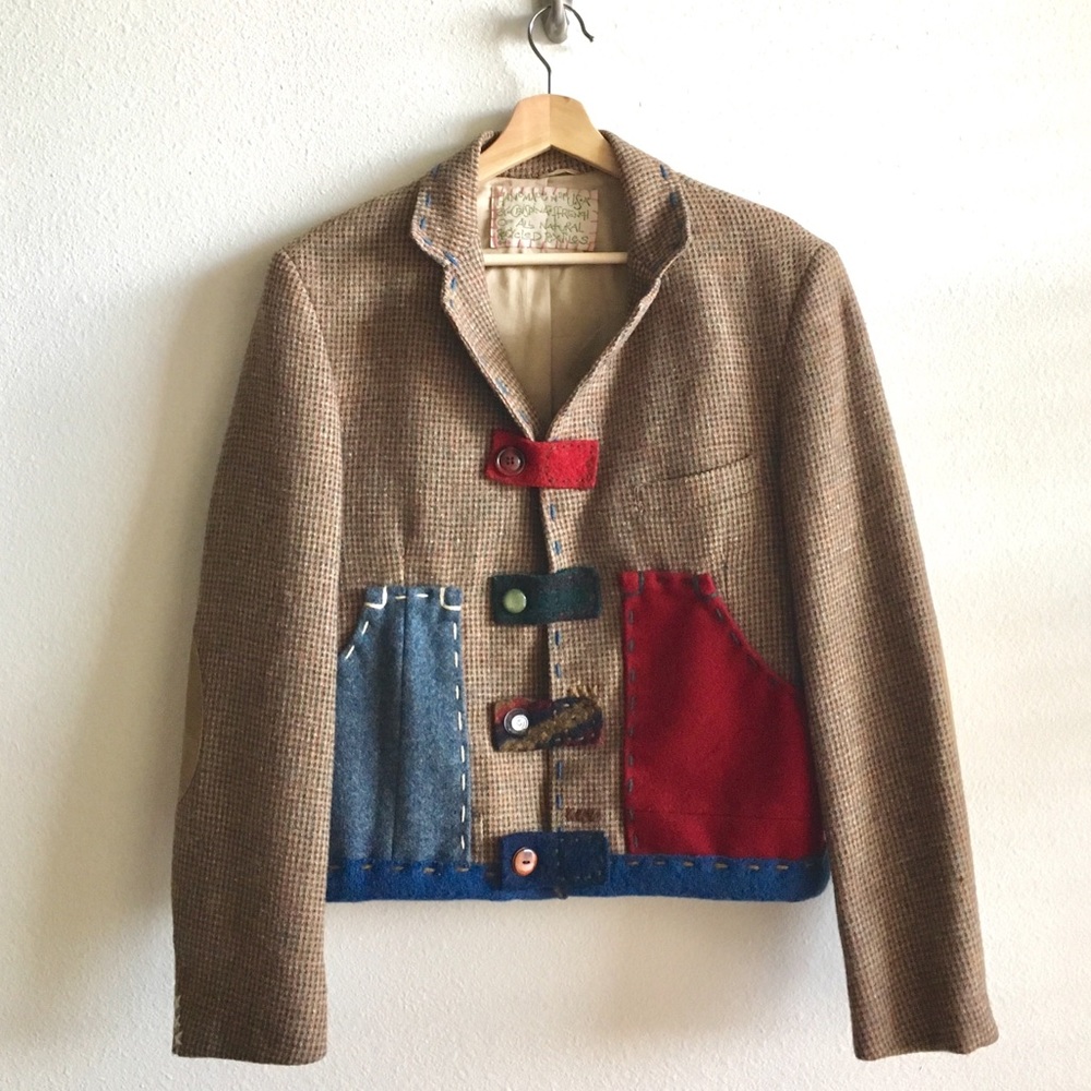 Crispina Ffrench Handmade Patch Wool Jacket Blazer