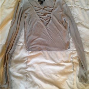 Forever 21 Ribbed Long Sleeve Crop Top