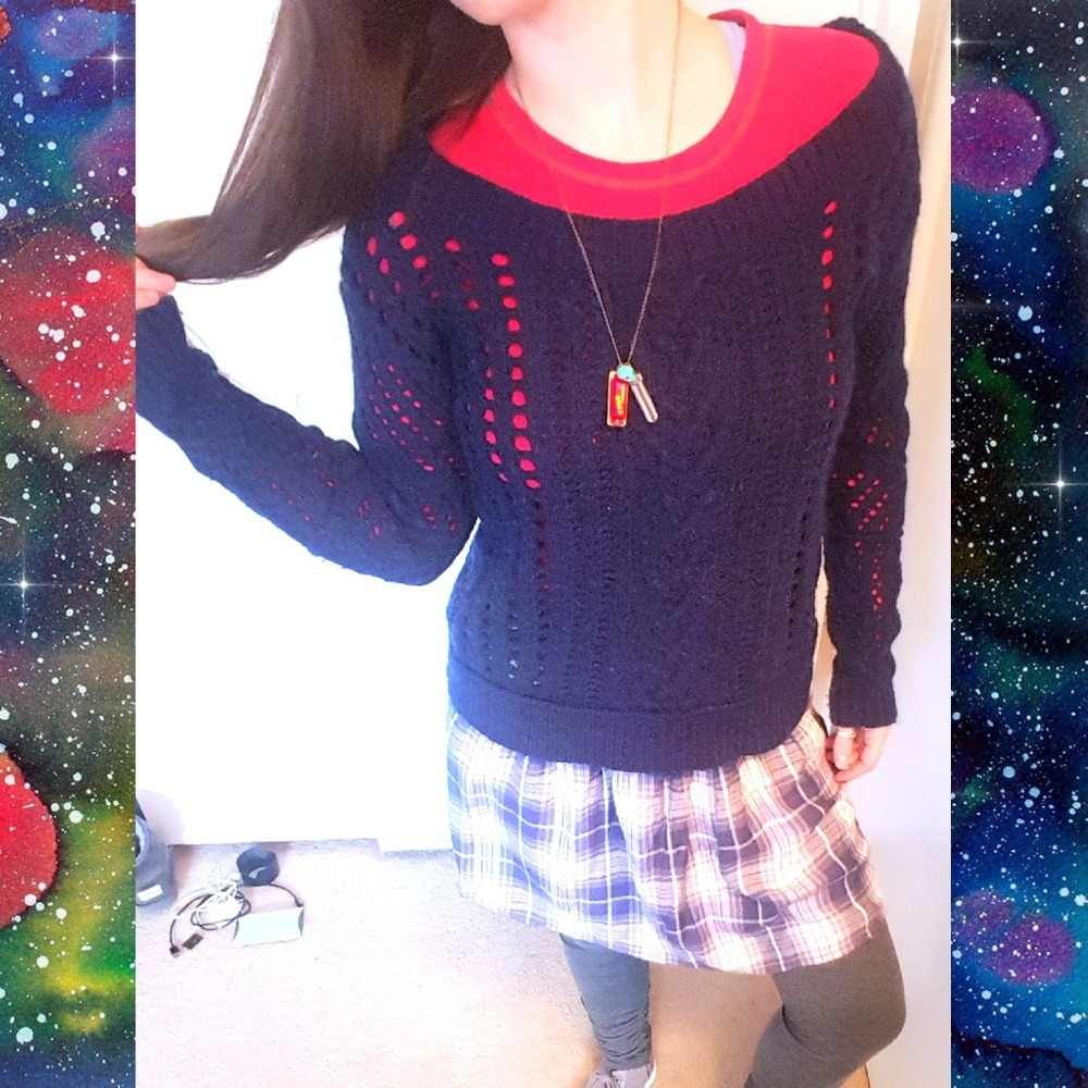 Navy Wide Neck Sweater