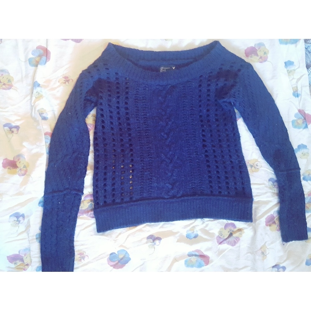 Navy Wide Neck Sweater - Picture 2 of 3