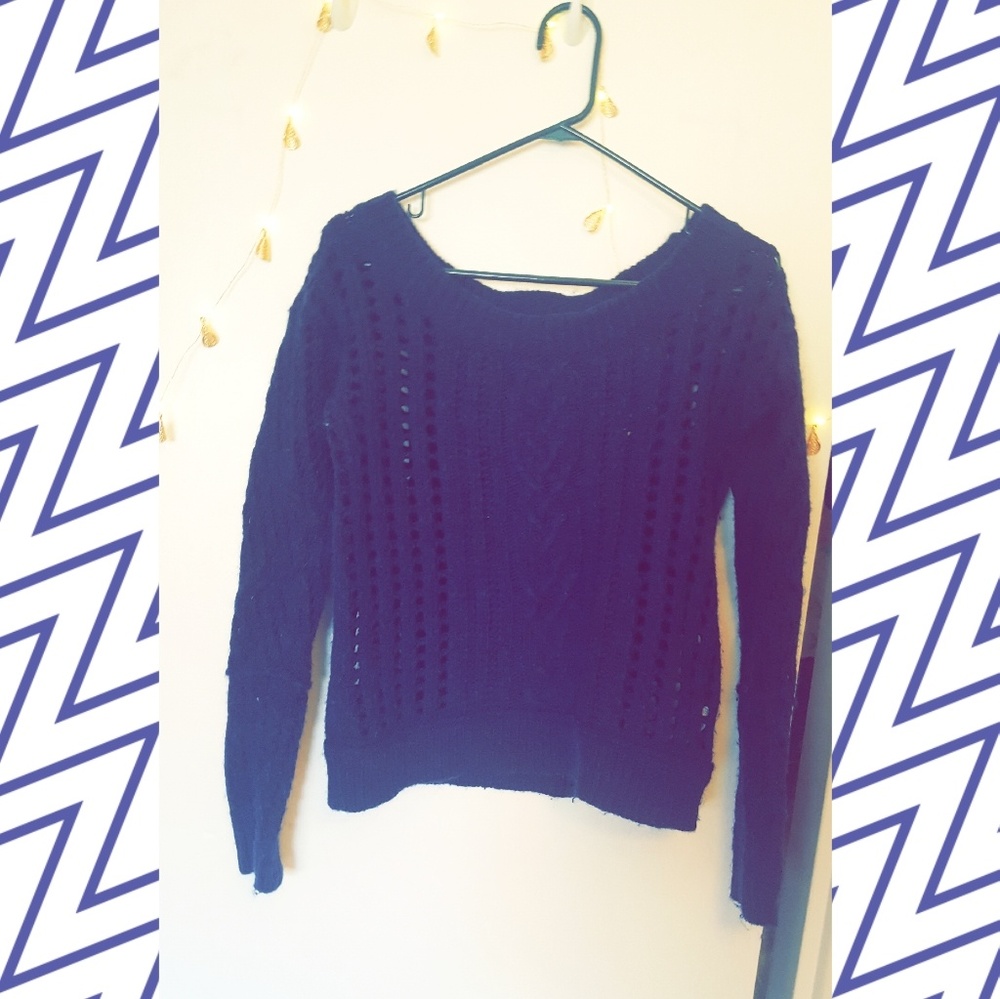 Navy Wide Neck Sweater - Picture 3 of 3