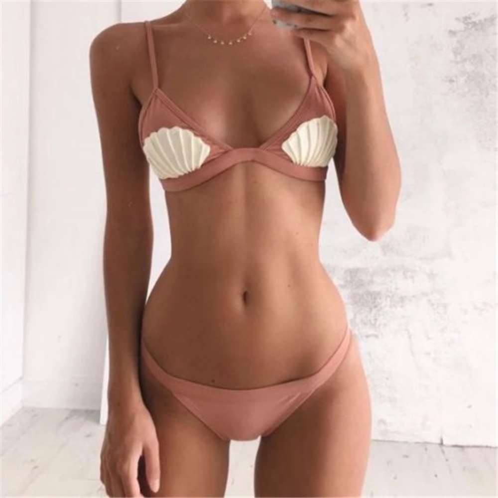 ‘Teagan’ Pink sea shell bandage cheeky bikini