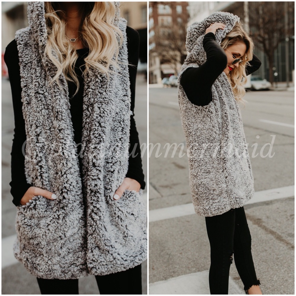 Teddy Bear Hooded Vest UBER SOFT 🐻 - Picture 3 of 8