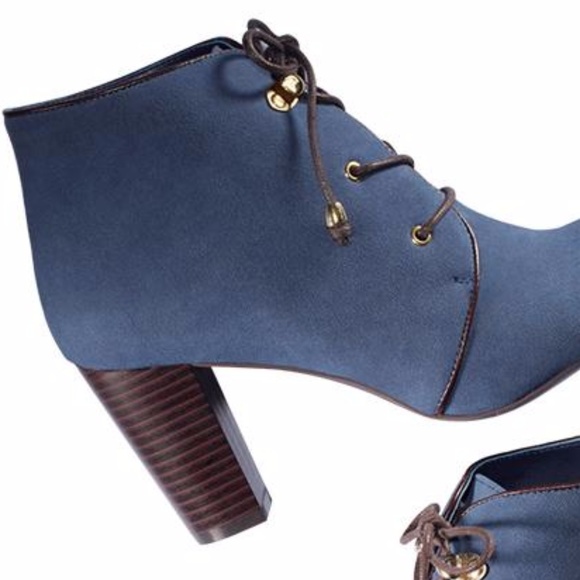 Blue LACE UP HIGH HEEL BOOTIE - Picture 3 of 3