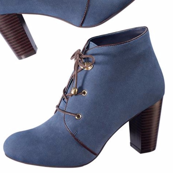 Blue LACE UP HIGH HEEL BOOTIE - Picture 2 of 3