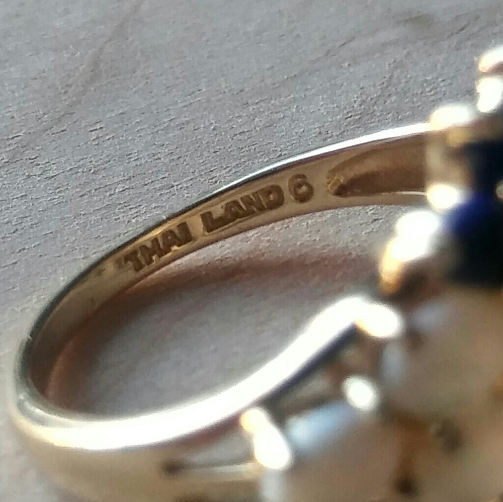 14K yellow gold, opal, lapis ring Thai - Picture 5 of 8