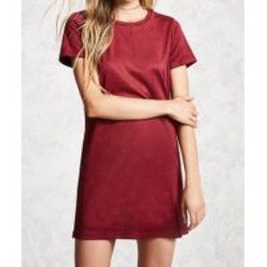 FOREVER 21 BURGUNDY SUEDE T-SHIRT DRESS
