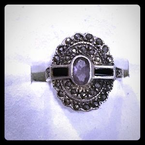 Vintage Amethyst marcasites Silver Ring