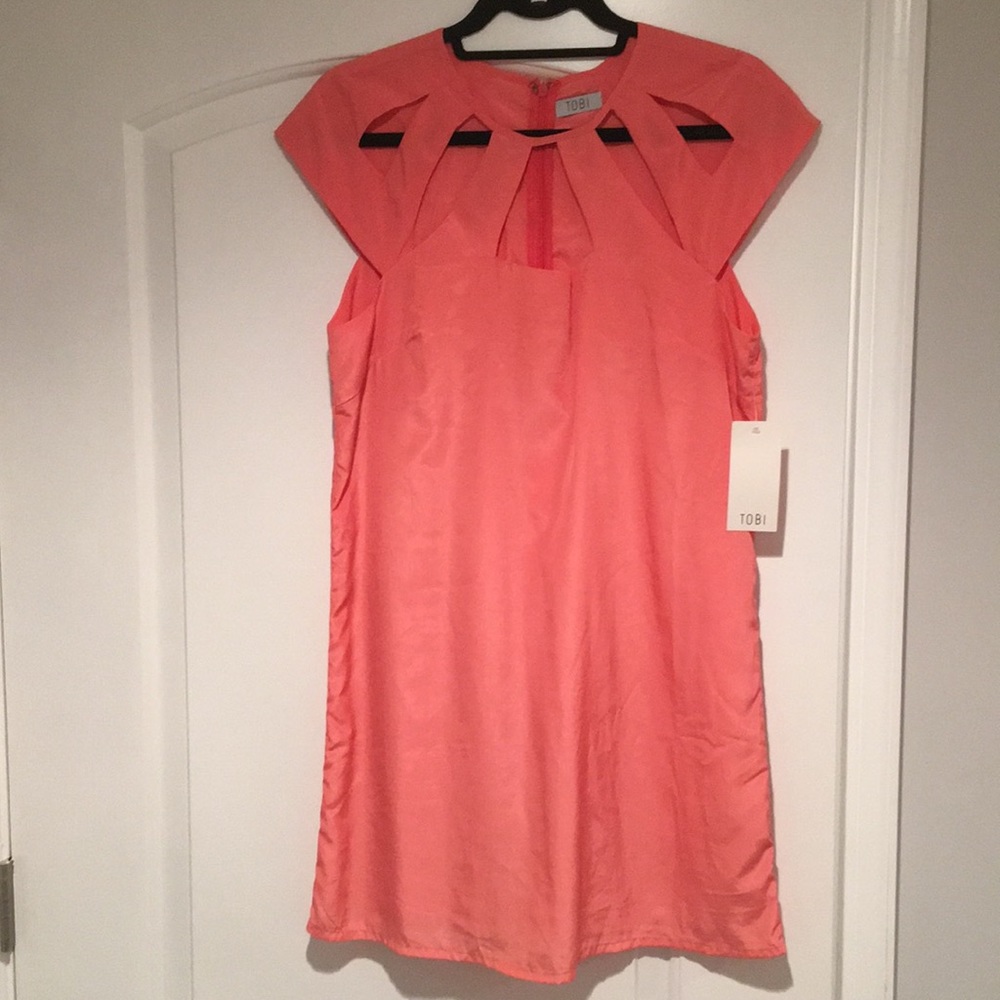 Tobi Peach dress with cutout neck line size S/M