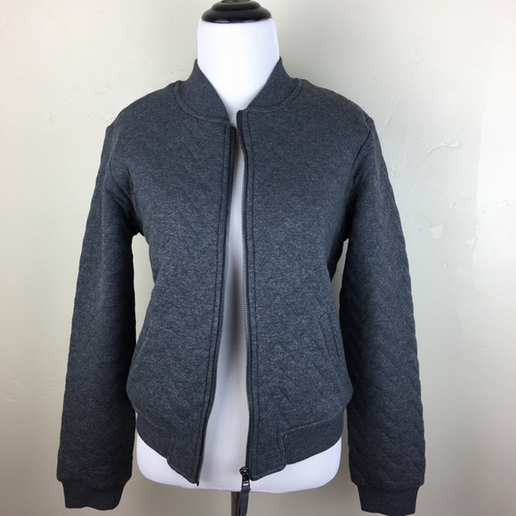 Atelier Max quilted charcoal gray bomber jacket - Picture 2 of 7