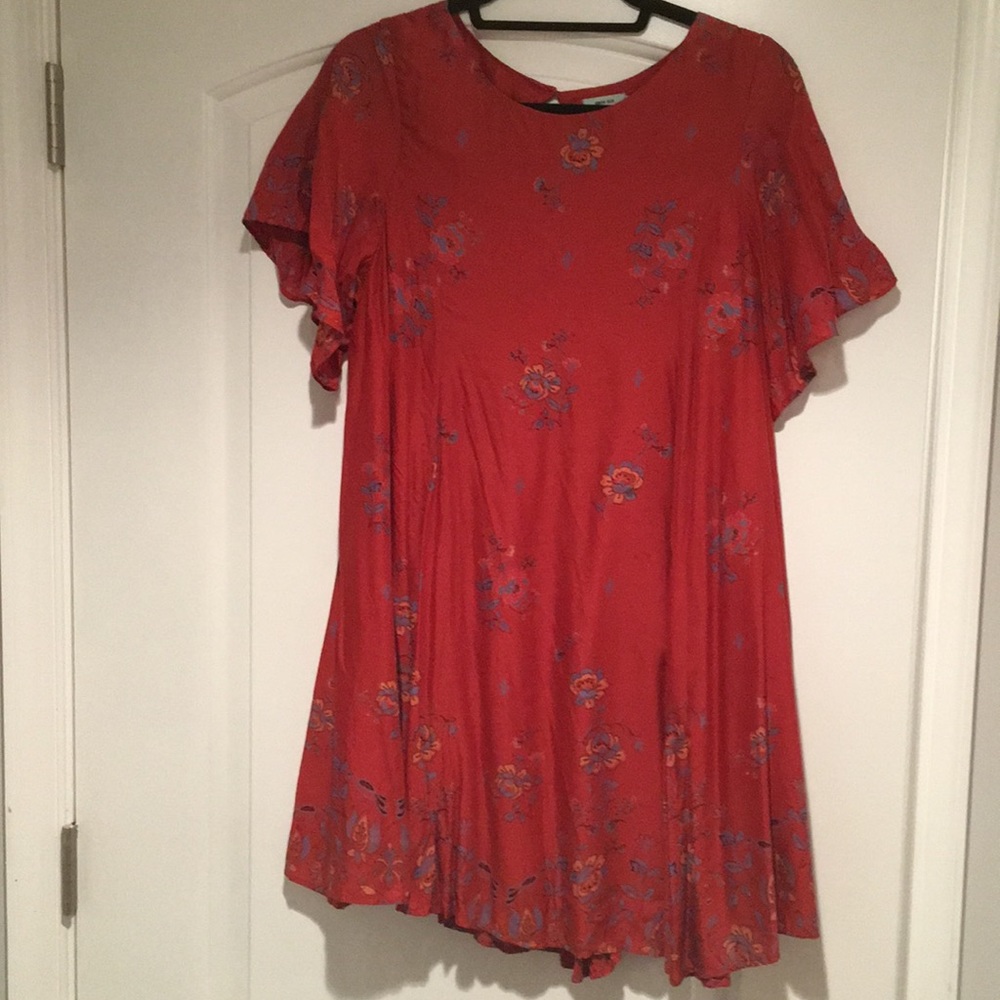 Kimchi Blue dress, orange with flower pattern M