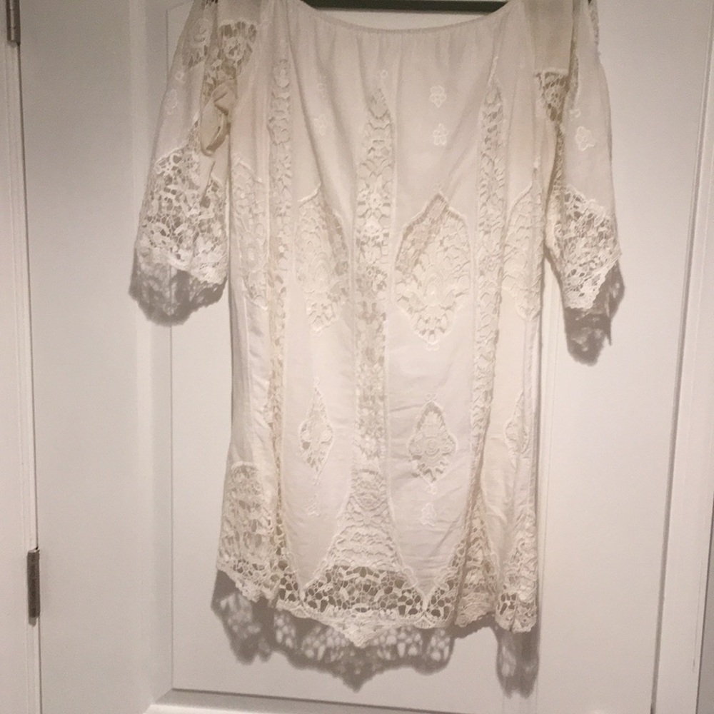 Urban outfitters white lace off the shoulder dress