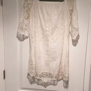 Urban outfitters white lace off the shoulder dress