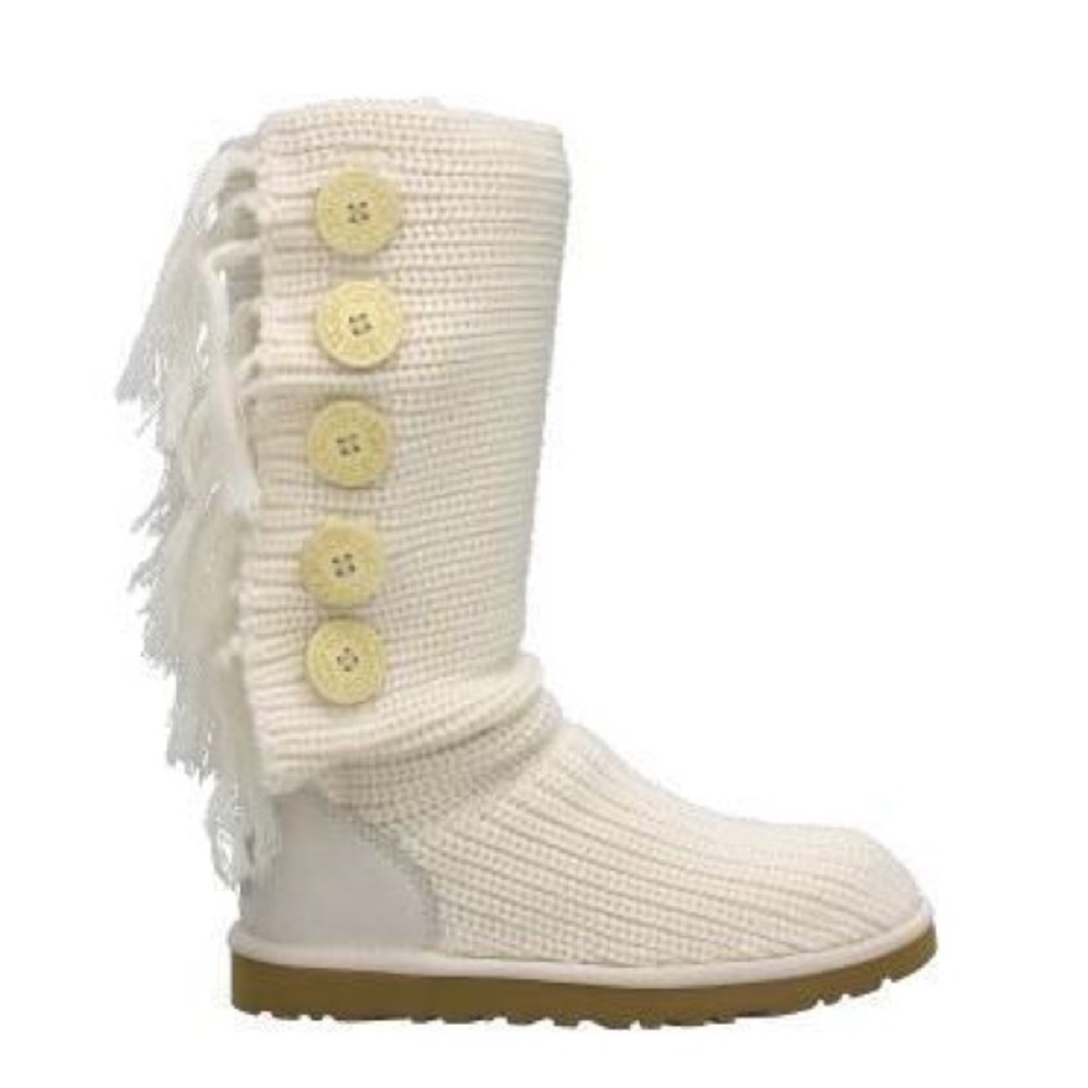 Cream Crocheted Fringe Ugg Boots