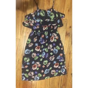 Rebecca Taylor floral print silk midi strap dress