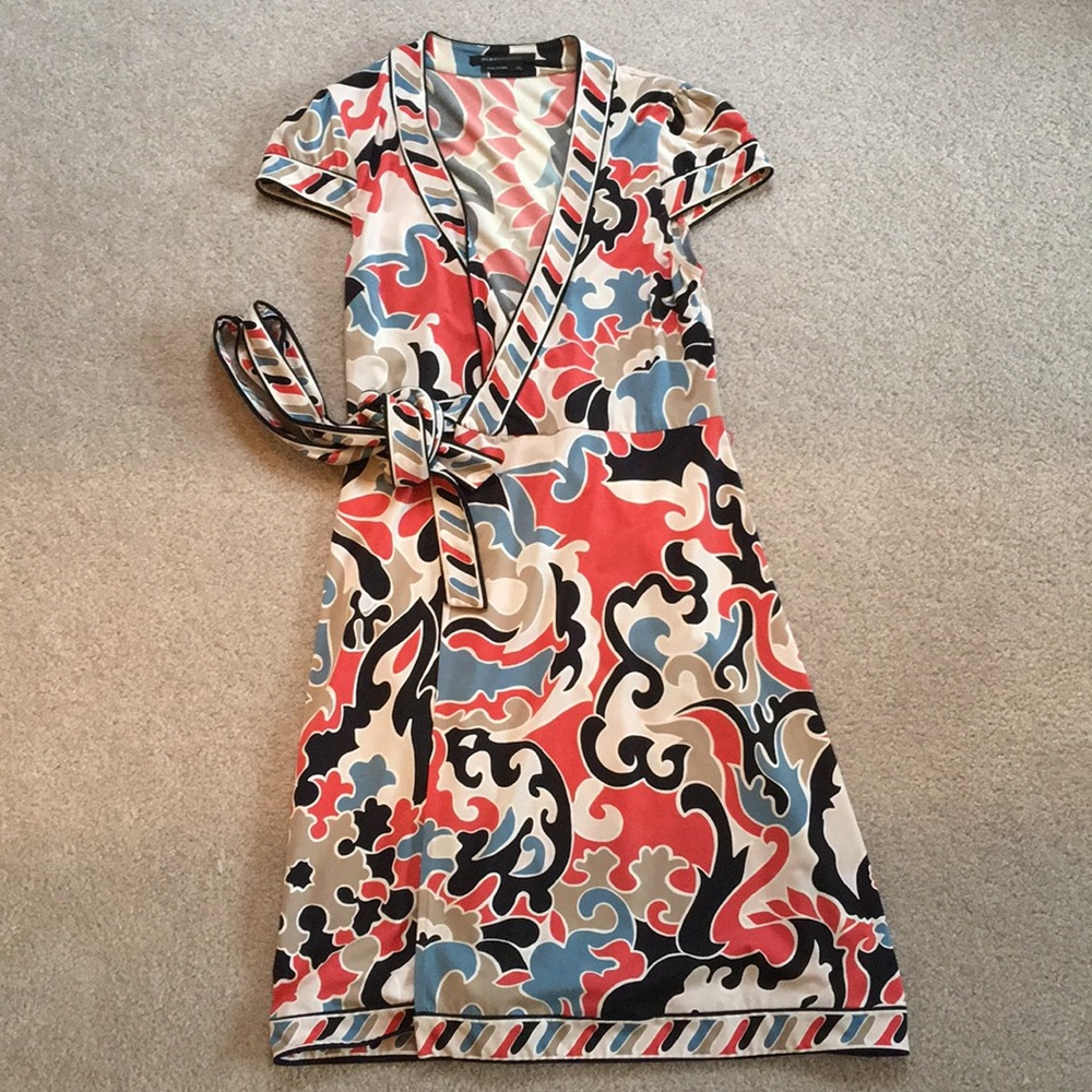 Patterned BCBG wrap dress