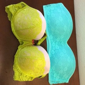 Victoria Secret bra and PINK by VS lace bandeau.